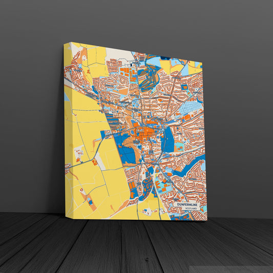 Dunfermline Scotland Colorful City Map Canvas Print