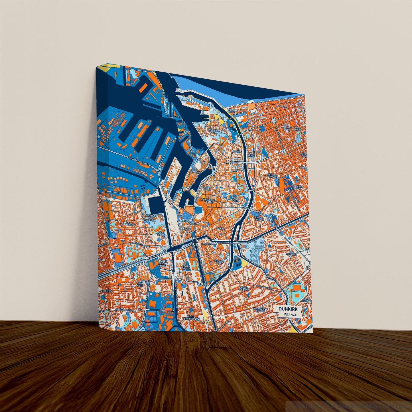 Dunkirk France Colorful City Map Canvas Print