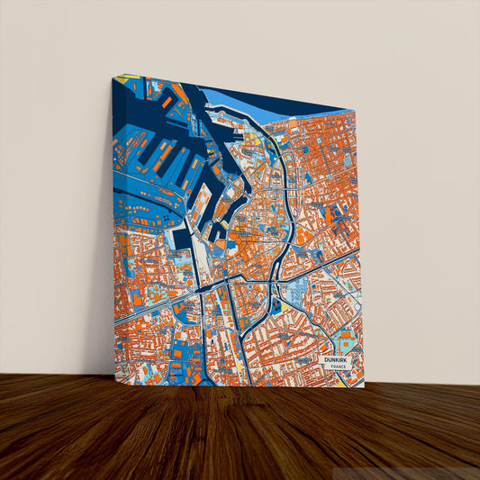 Dunkirk France Colorful City Map Canvas Print