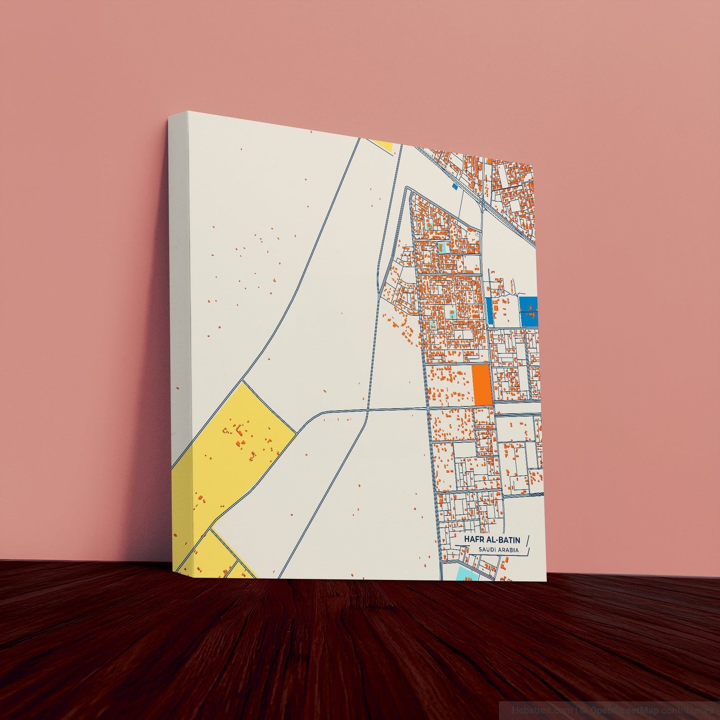 Hafr Al-Batin Saudi Arabia Colorful City Map Canvas Print