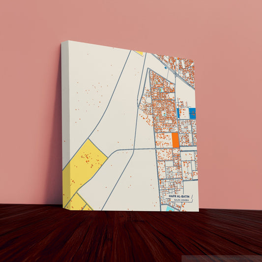 Hafr Al-Batin Saudi Arabia Colorful City Map Canvas Print