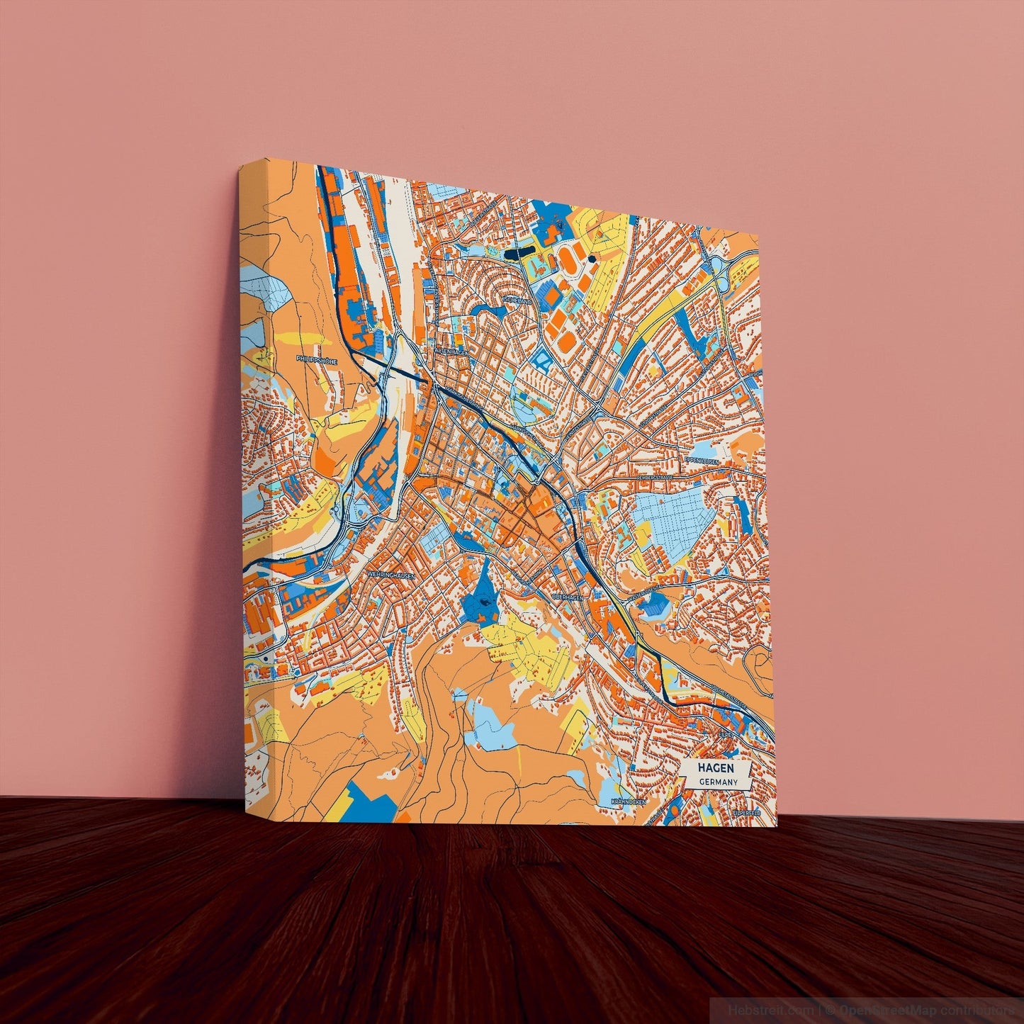 Hagen Germany Colorful City Map Canvas Print