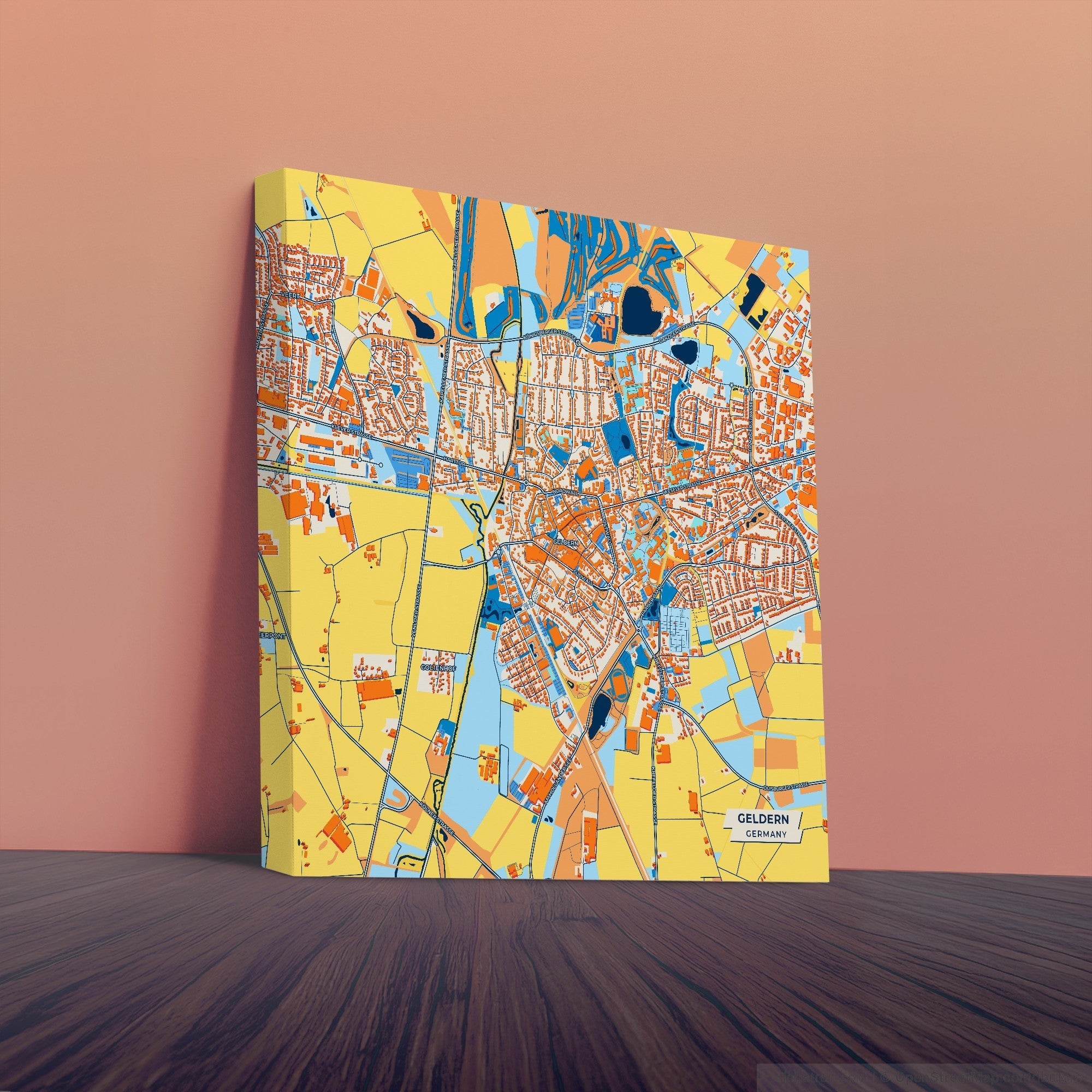 Geldern Germany Colorful City Map Canvas Print – HEBSTREIT