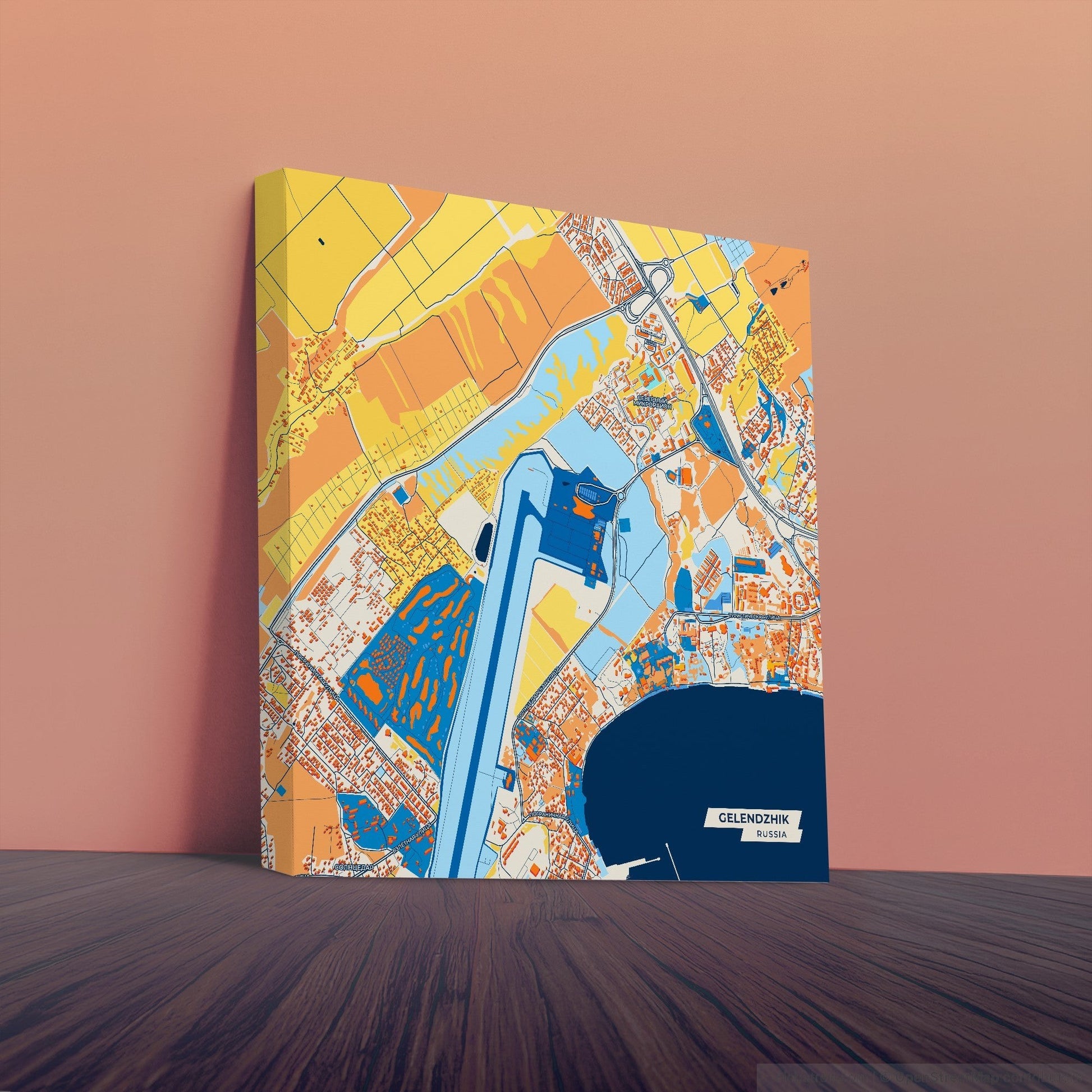 Gelendzhik Russia Colorful City Map Canvas Print