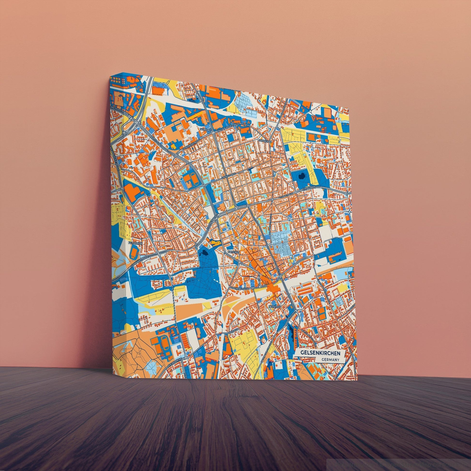 Gelsenkirchen Germany Colorful City Map Canvas Print