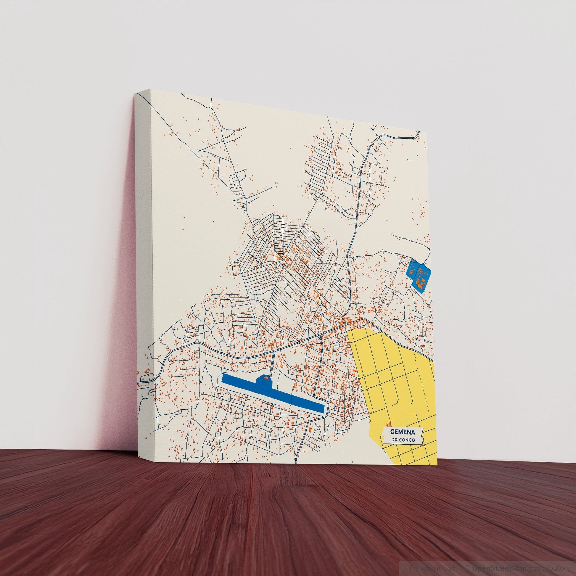 Gemena Dr Congo Colorful City Map Canvas Print