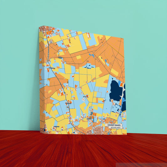 Gemert-Bakel Netherlands Colorful City Map Canvas Print