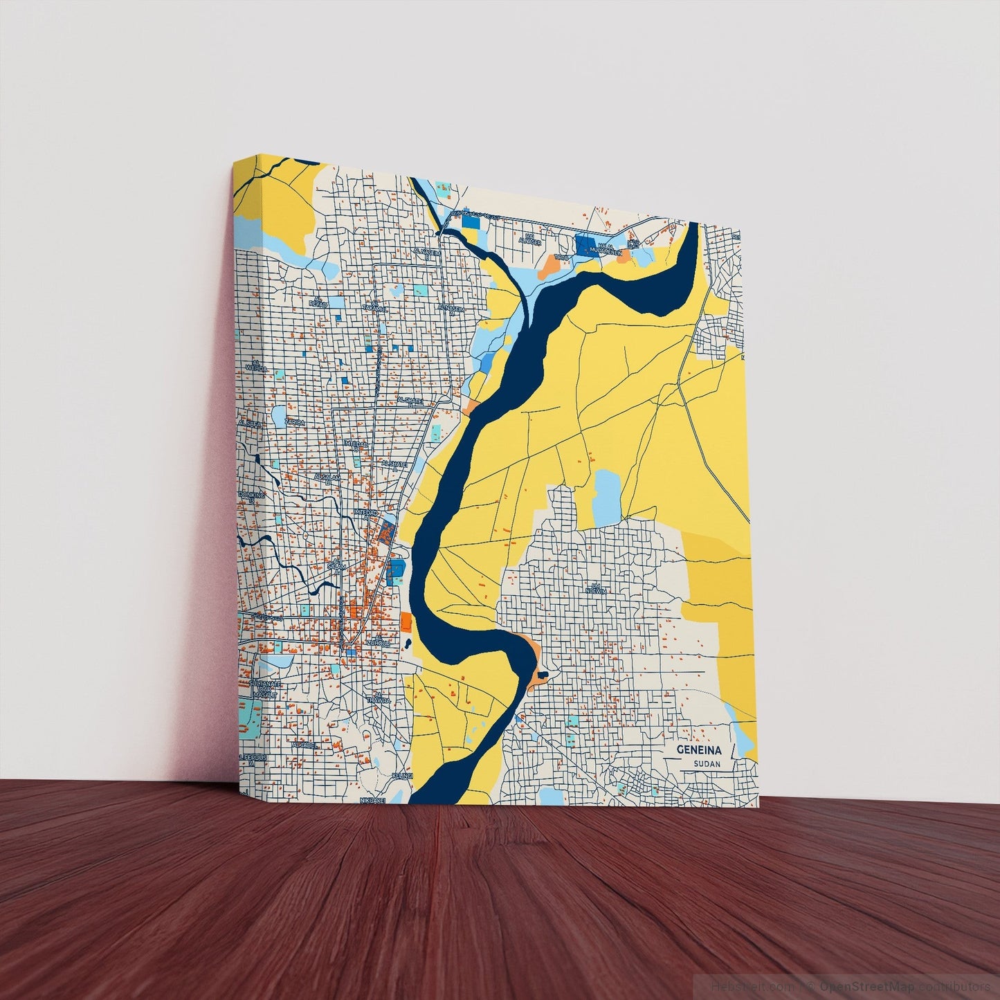 Geneina Sudan Colorful City Map Canvas Print