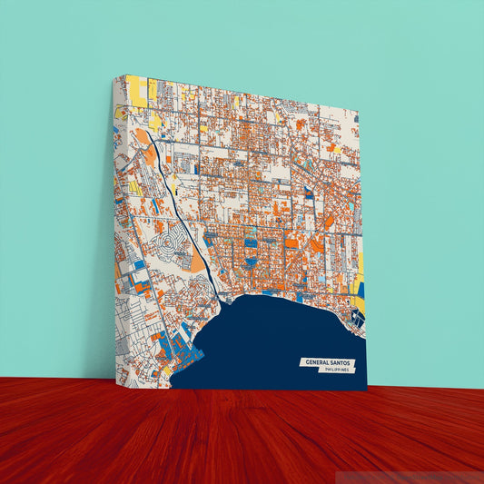 General Santos Philippines Colorful City Map Canvas Print