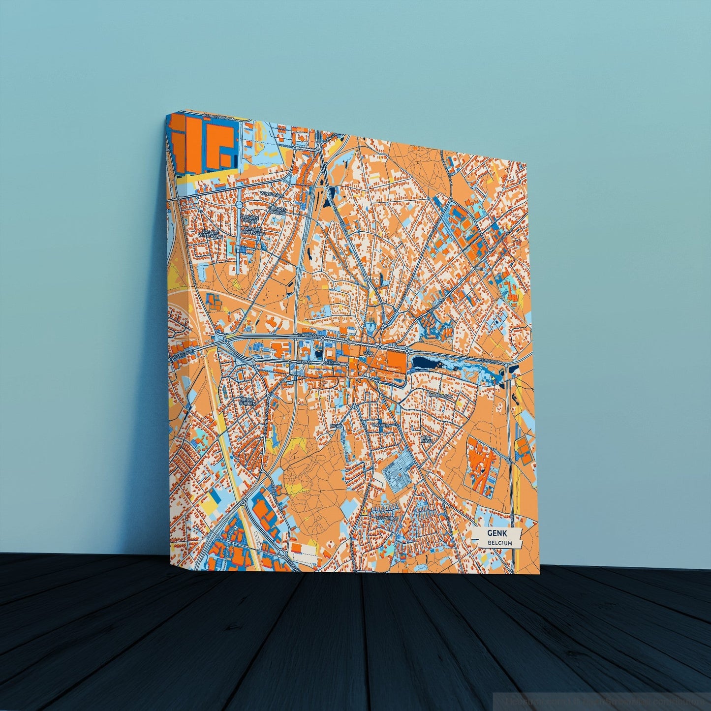 Genk Belgium Colorful City Map Canvas Print