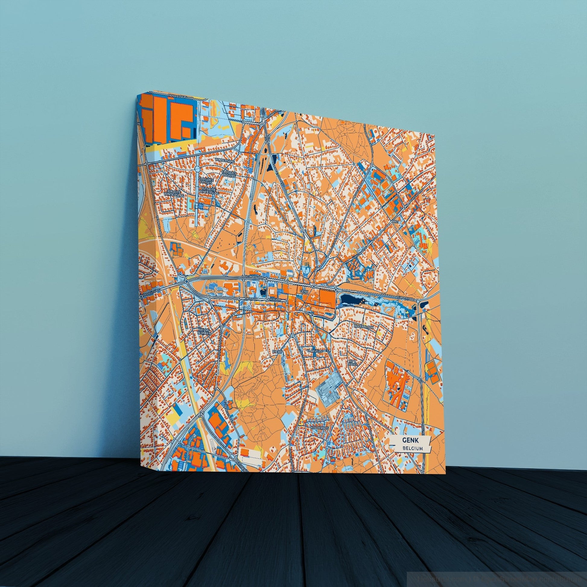 Genk Belgium Colorful City Map Canvas Print