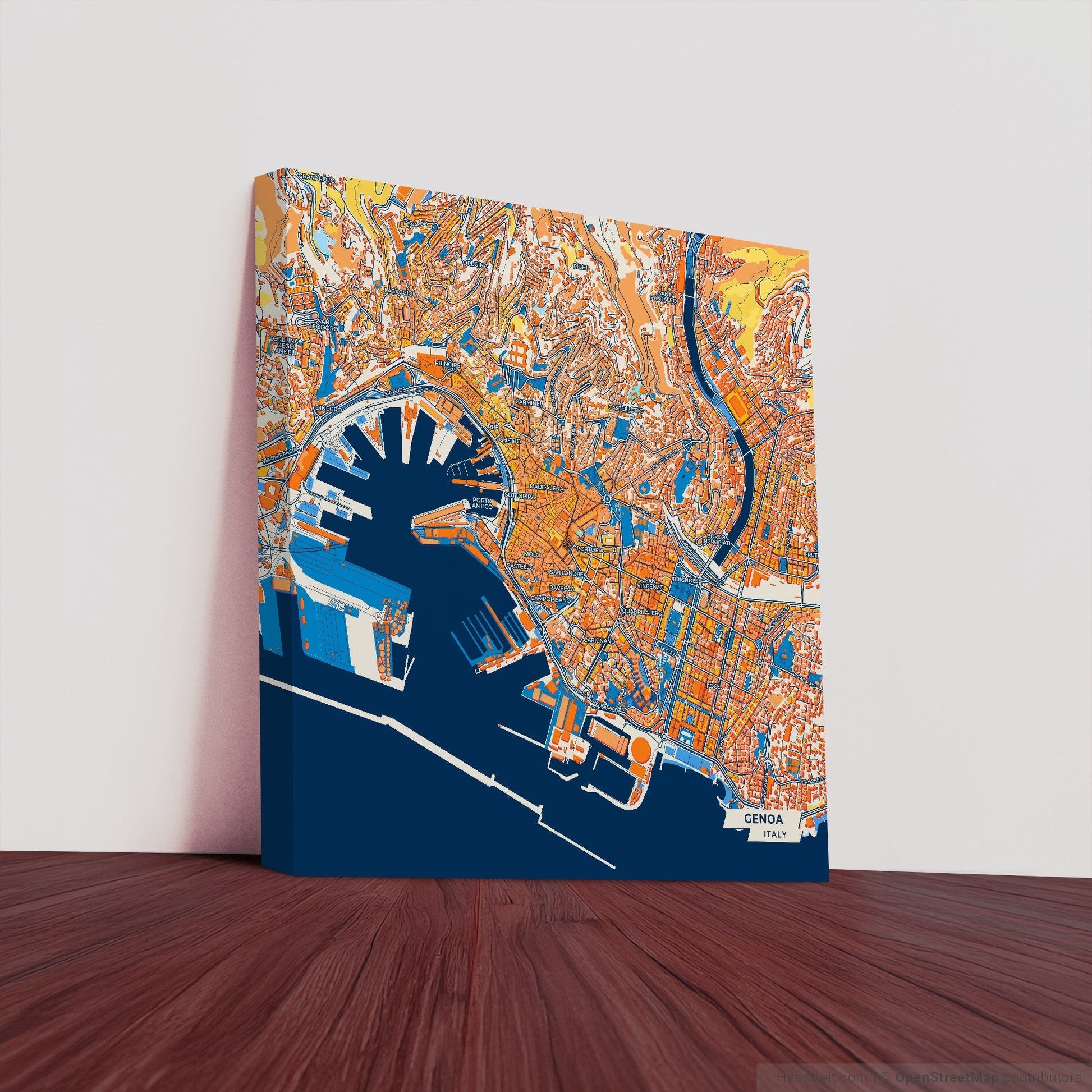 Genova  Italy Colorful City Map Canvas Print