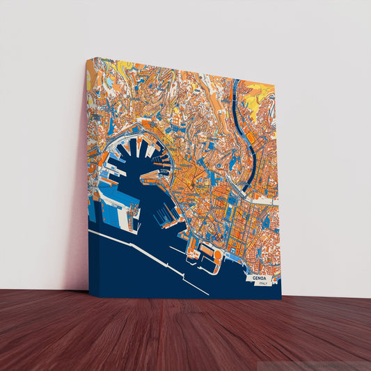 Genova  Italy Colorful City Map Canvas Print