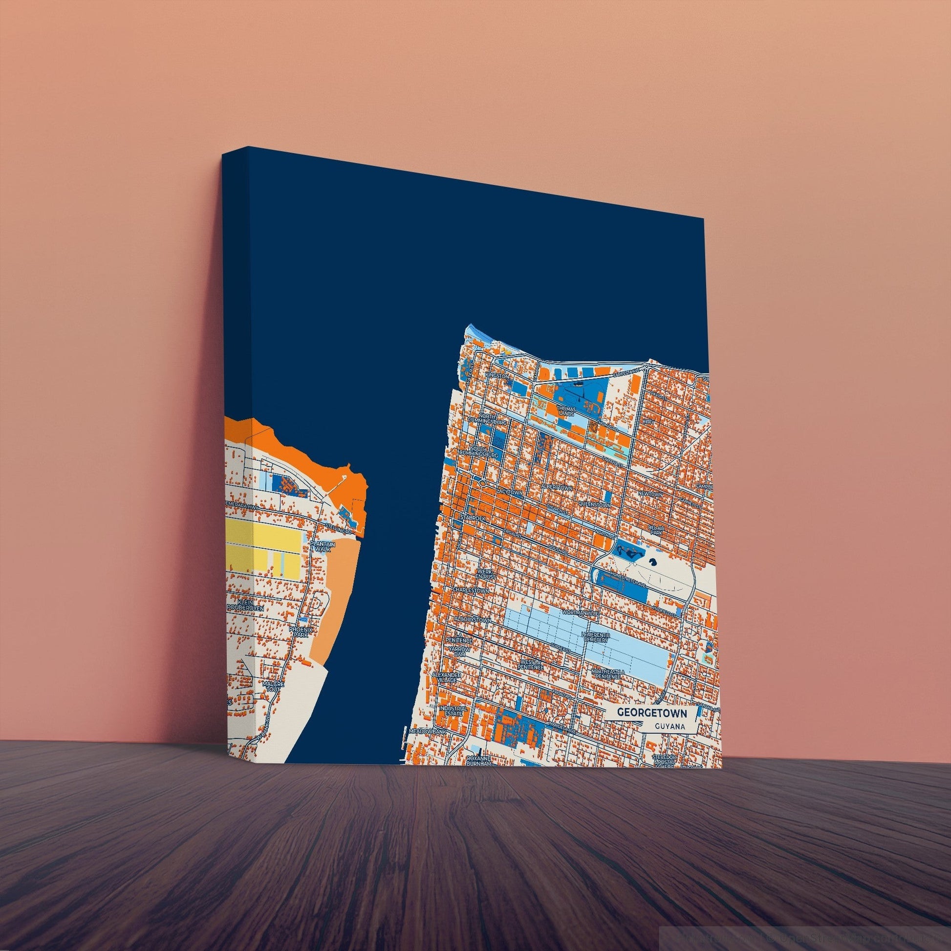 Georgetown Guyana Colorful City Map Canvas Print