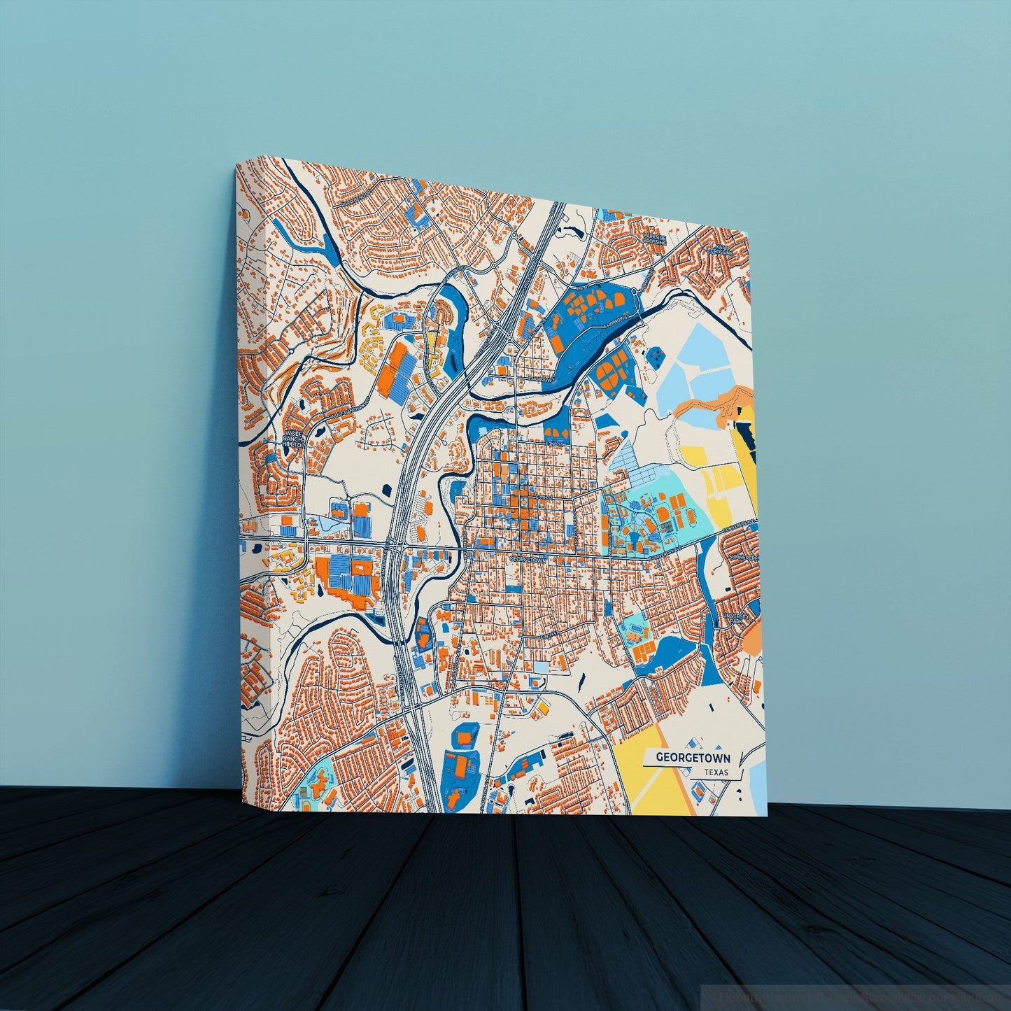 Georgetown Texas Colorful City Map Canvas Print