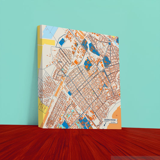 Георгиевск Russia Colorful City Map Canvas Print