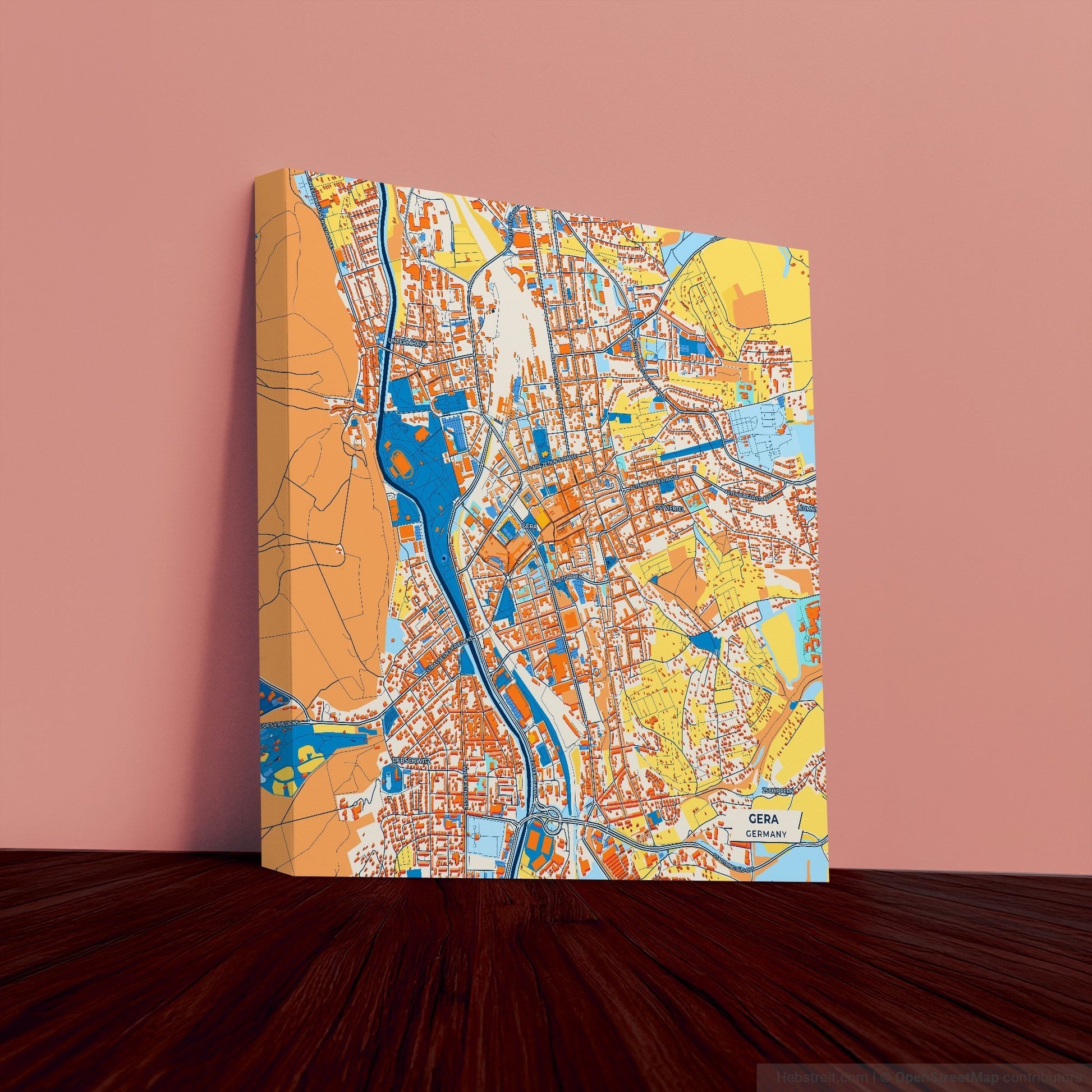 Gera Germany Colorful City Map Canvas Print
