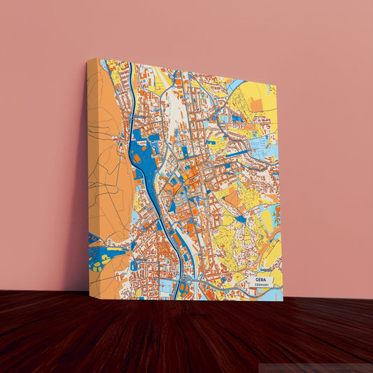 Gera Germany Colorful City Map Canvas Print