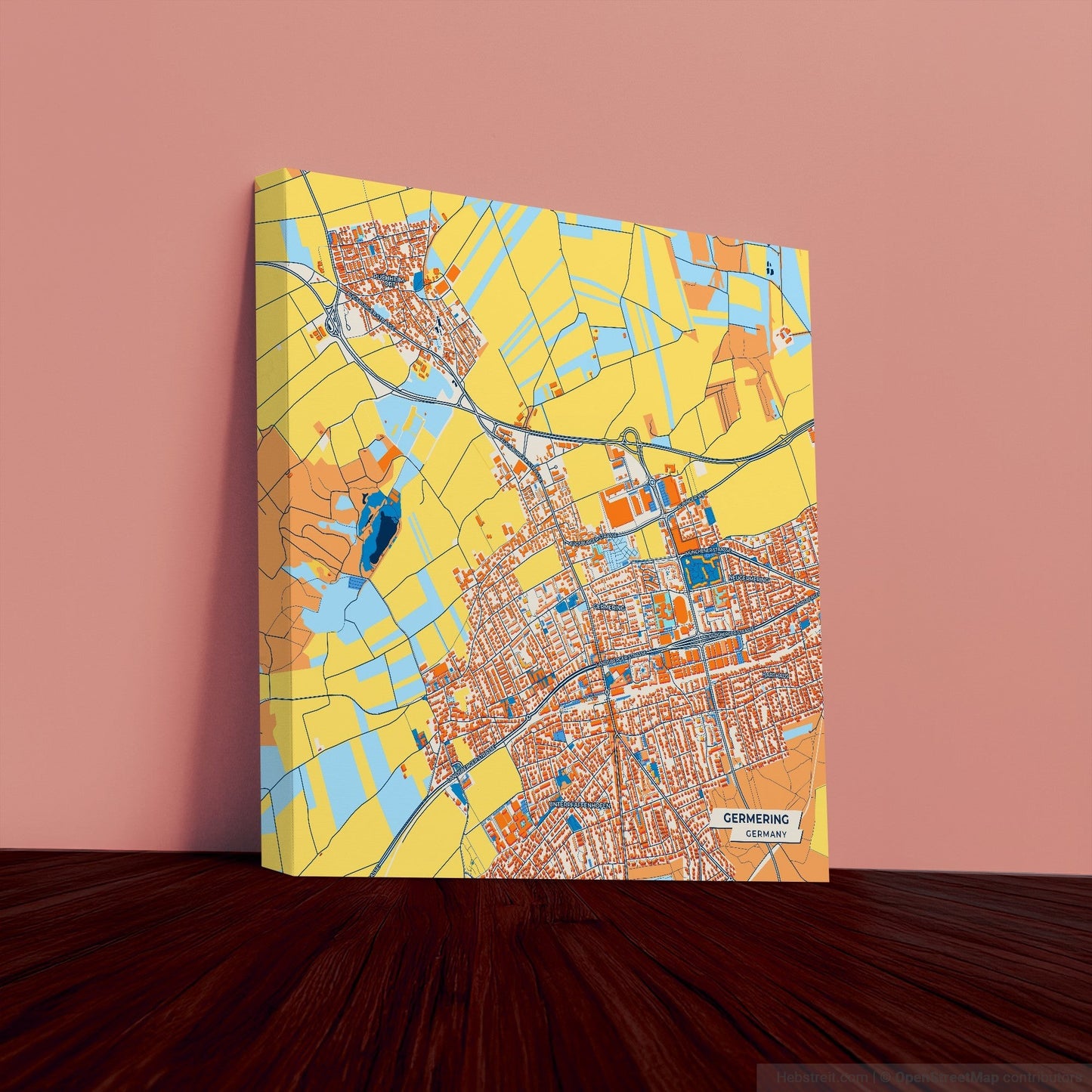 Germering Germany Colorful City Map Canvas Print