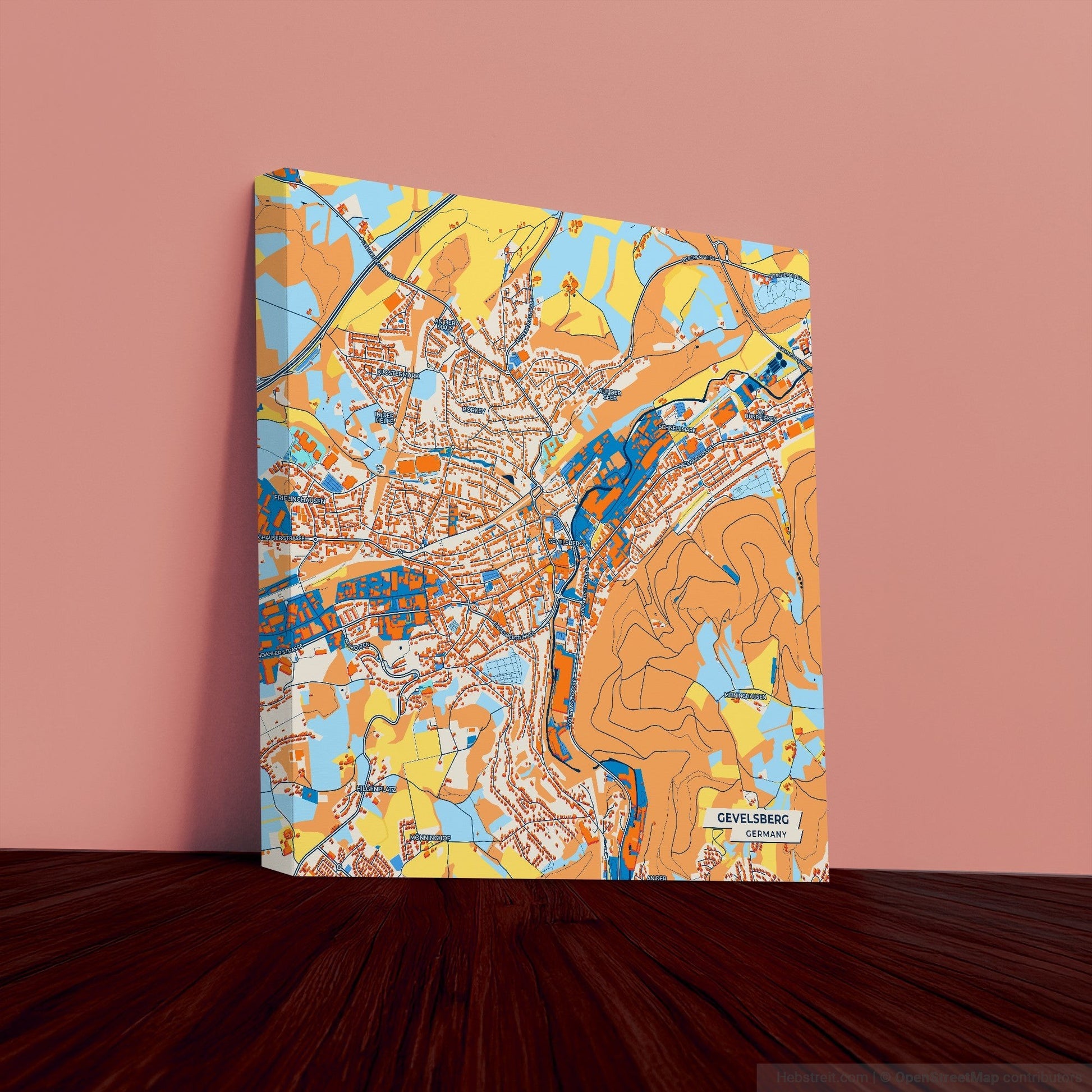Gevelsberg Germany Colorful City Map Canvas Print