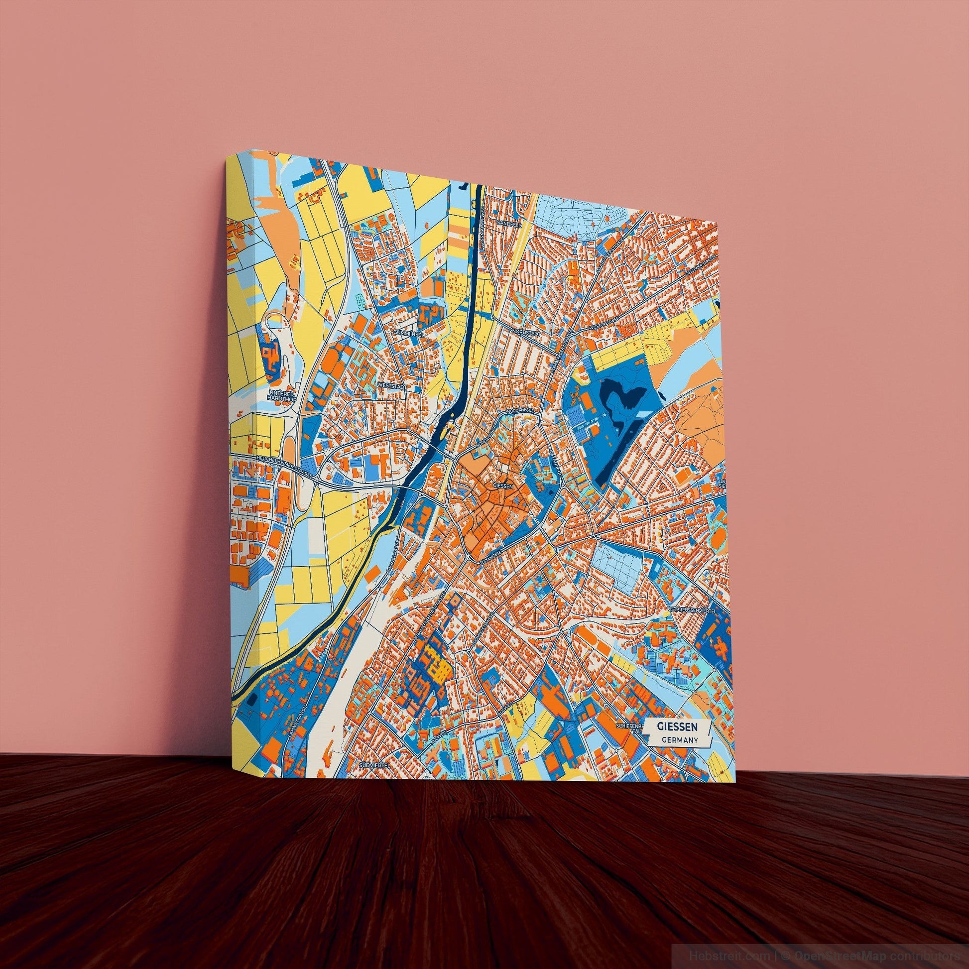 Giessen Germany Colorful City Map Canvas Print
