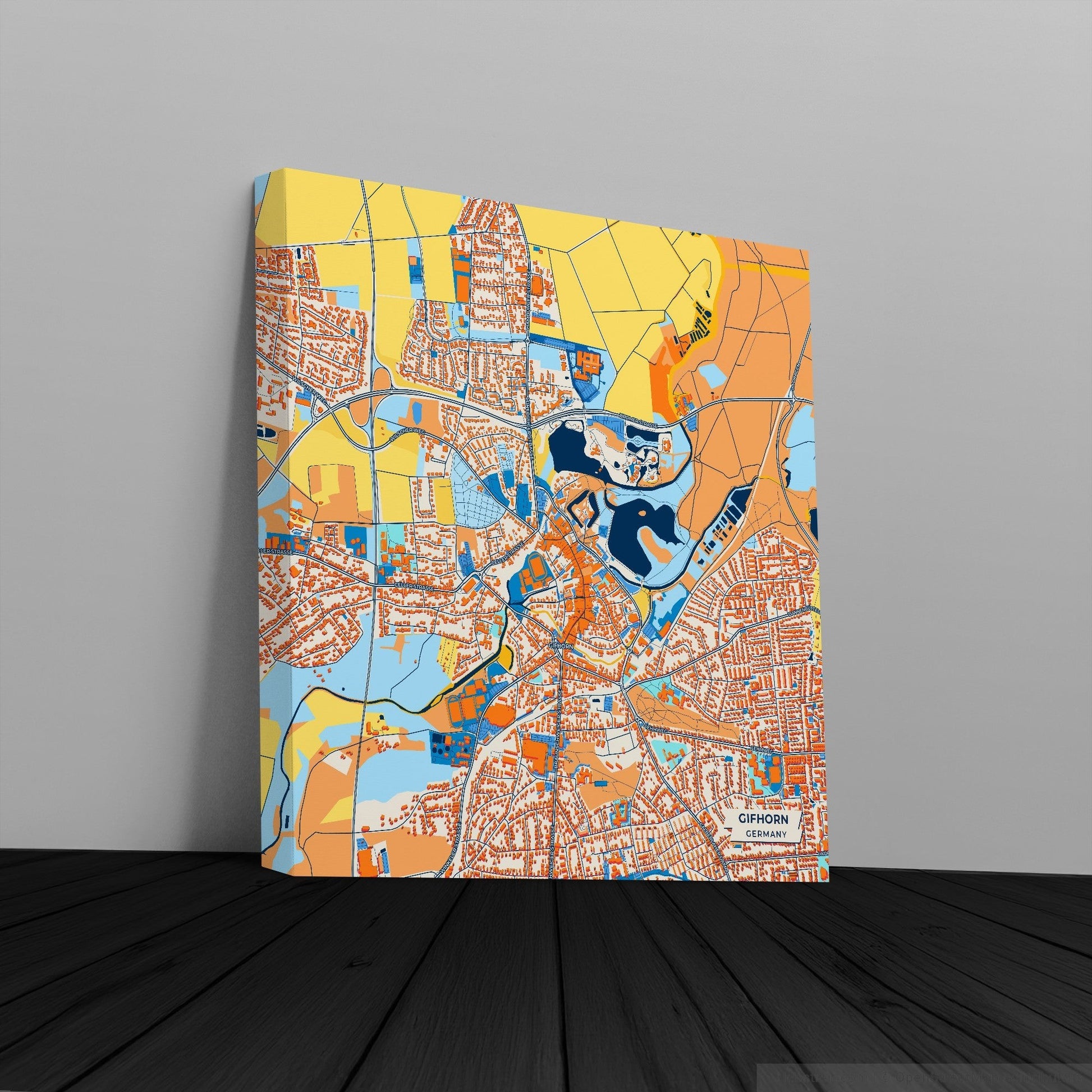 Gifhorn Germany Colorful City Map Canvas Print