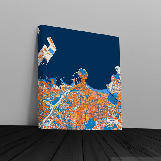 Gijón Spain Colorful City Map Canvas Print