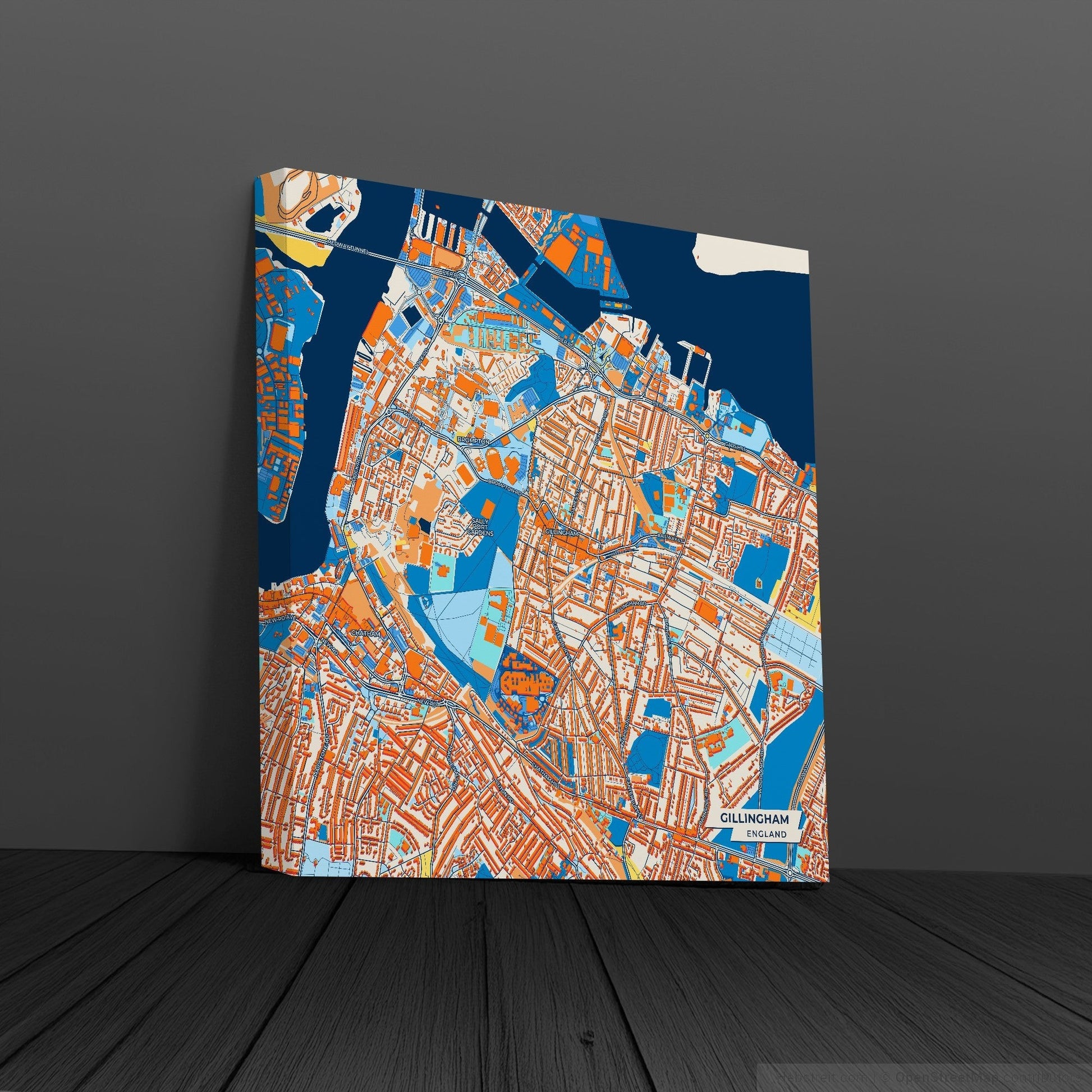 Gillingham England Colorful City Map Canvas Print