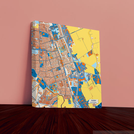Gilroy California Colorful City Map Canvas Print