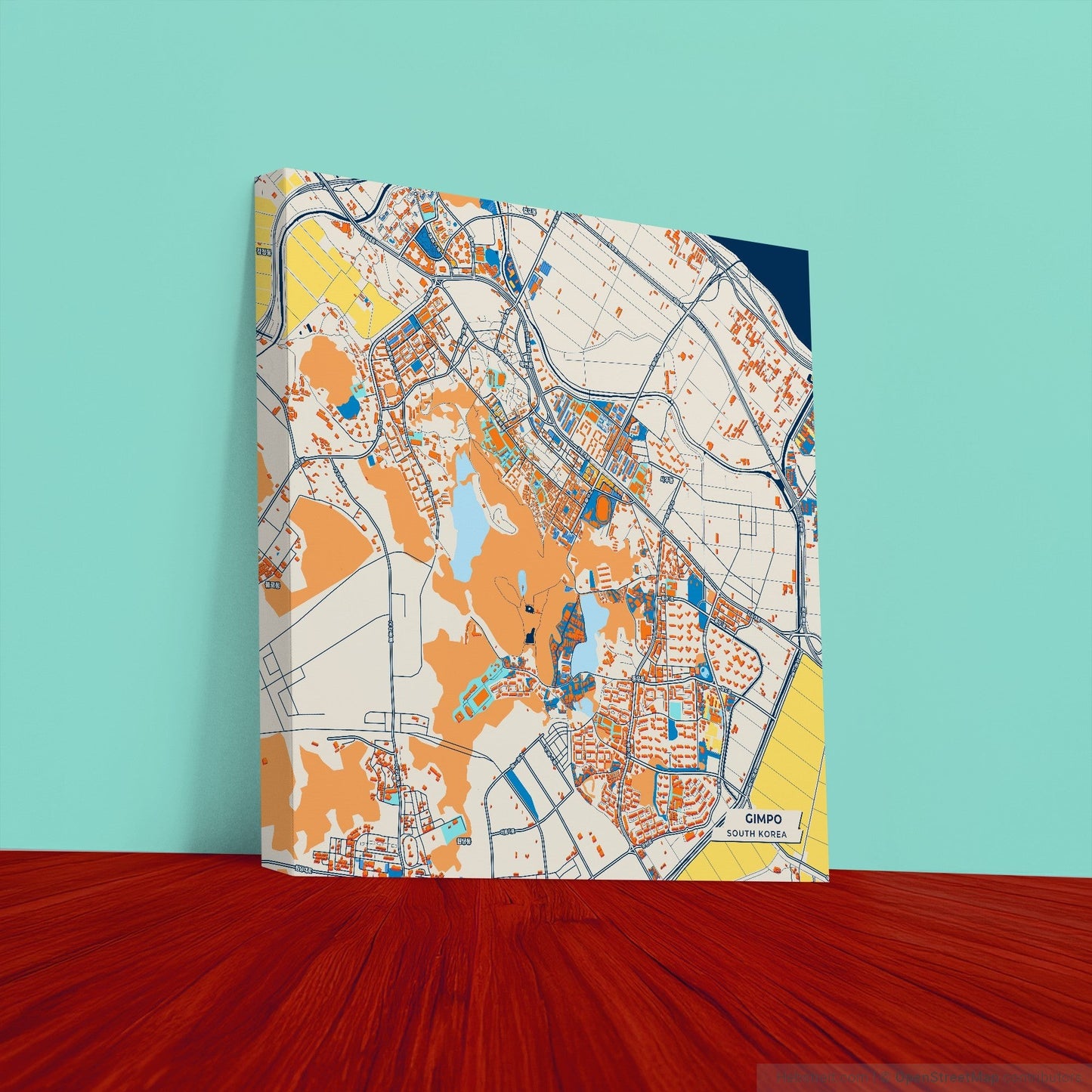 Gimpo South Korea Colorful City Map Canvas Print