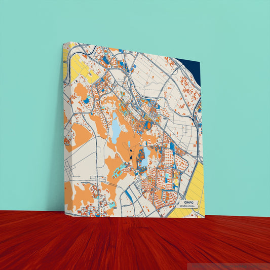 Gimpo South Korea Colorful City Map Canvas Print