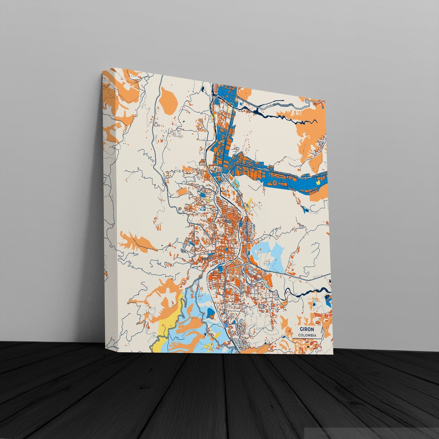 Giron Colombia Colorful City Map Canvas Print