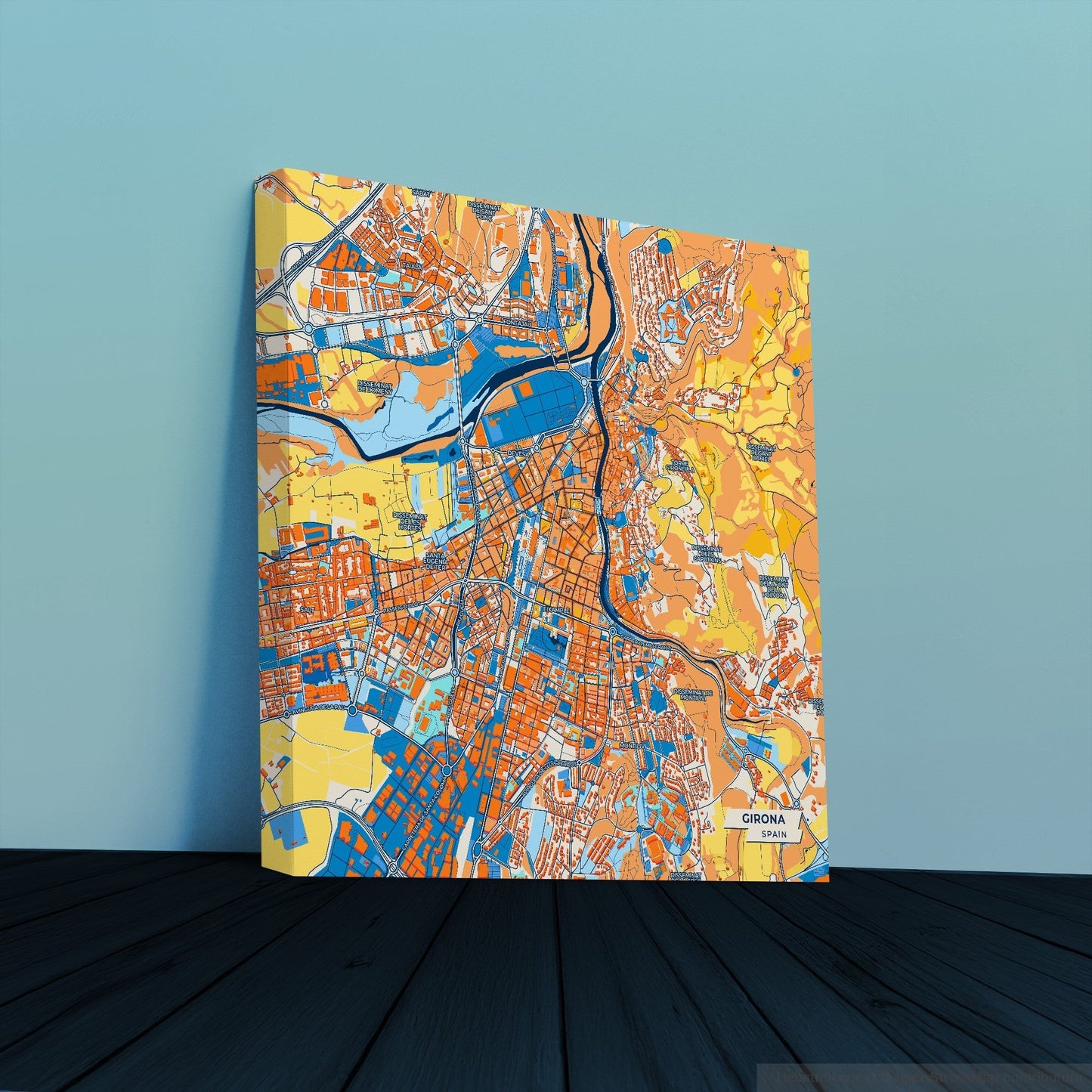 Girona Spain Colorful City Map Canvas Print