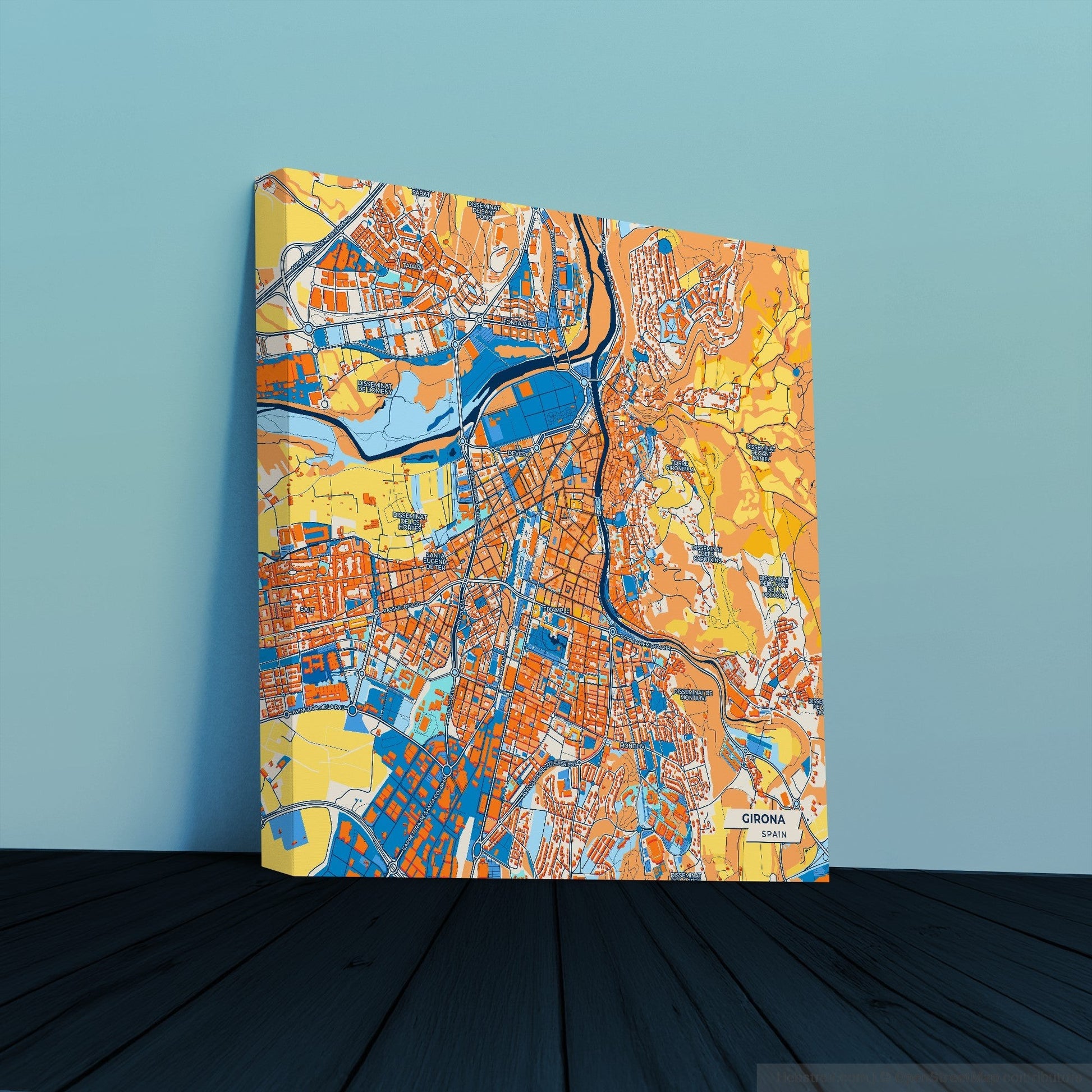 Girona Spain Colorful City Map Canvas Print