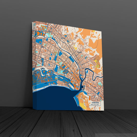 Gisborne New Zealand Colorful City Map Canvas Print