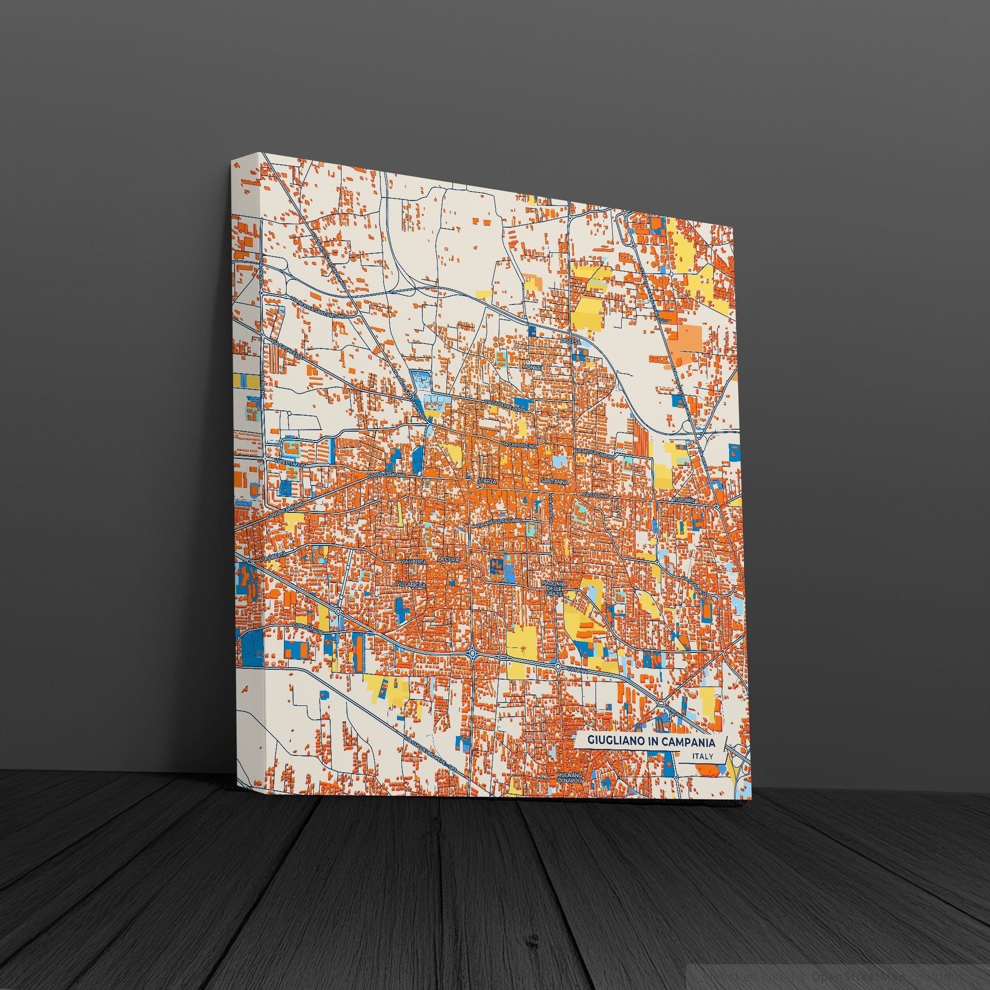Giugliano In Campania Italy Colorful City Map Canvas Print