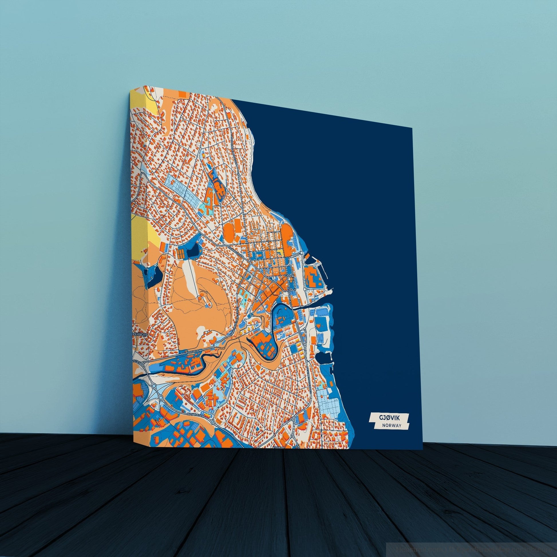 Gjøvik Norway Colorful City Map Canvas Print