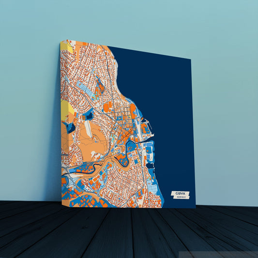 Gjøvik Norway Colorful City Map Canvas Print