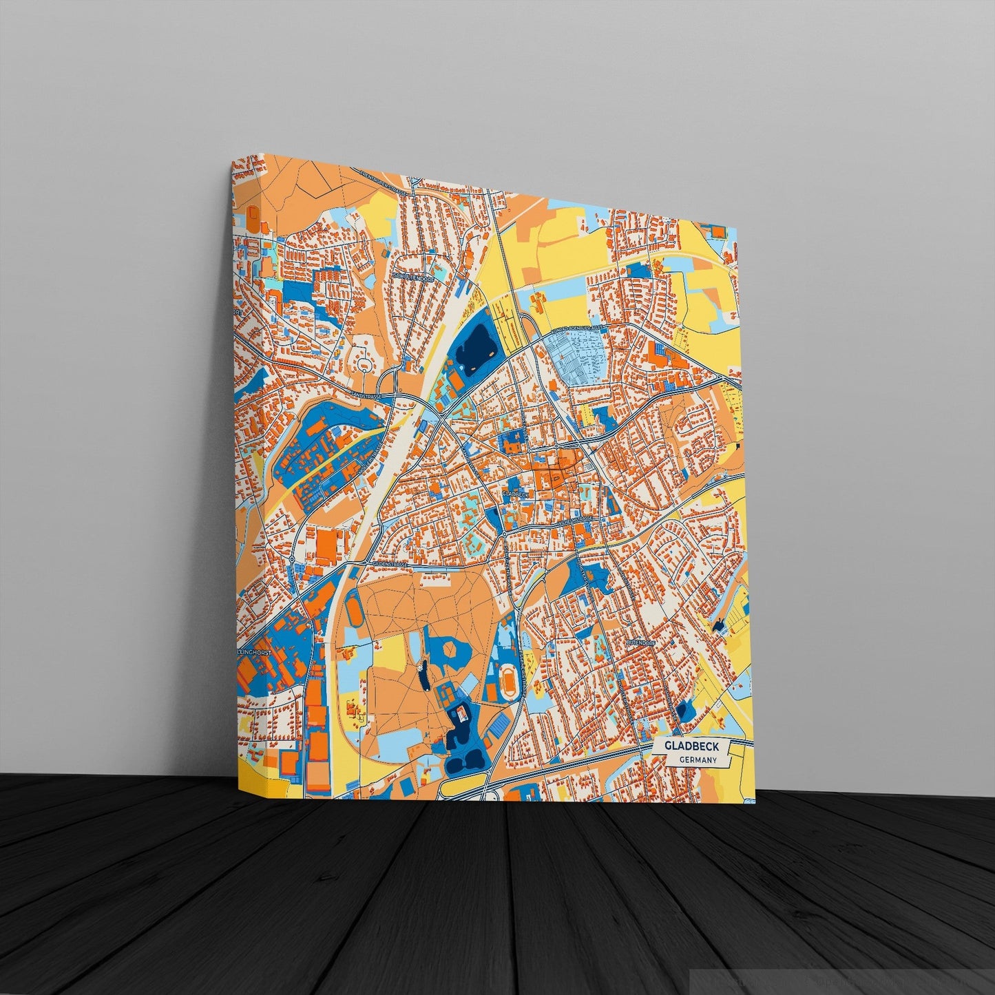 Gladbeck Germany Colorful City Map Canvas Print