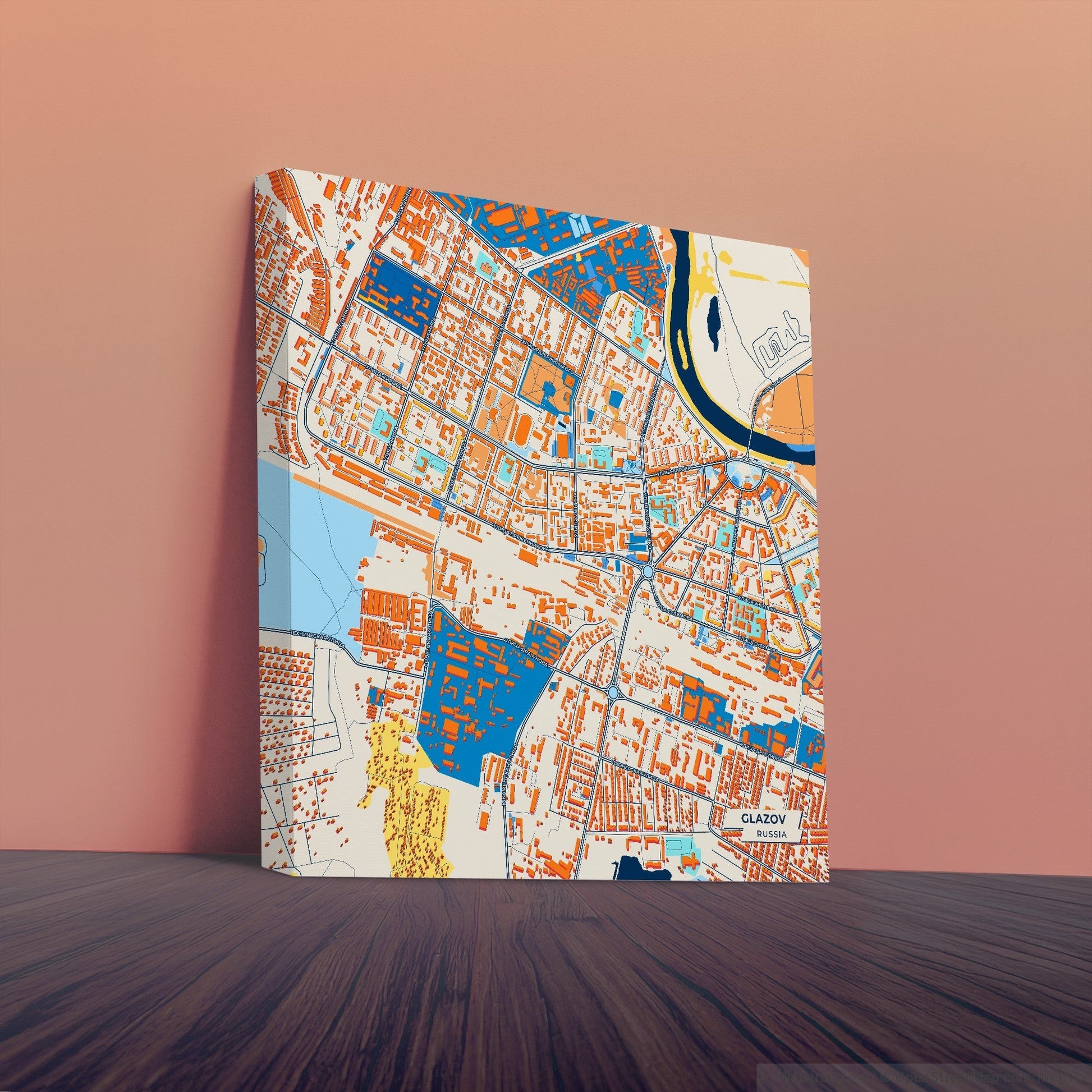 Глазов Russia Colorful City Map Canvas Print