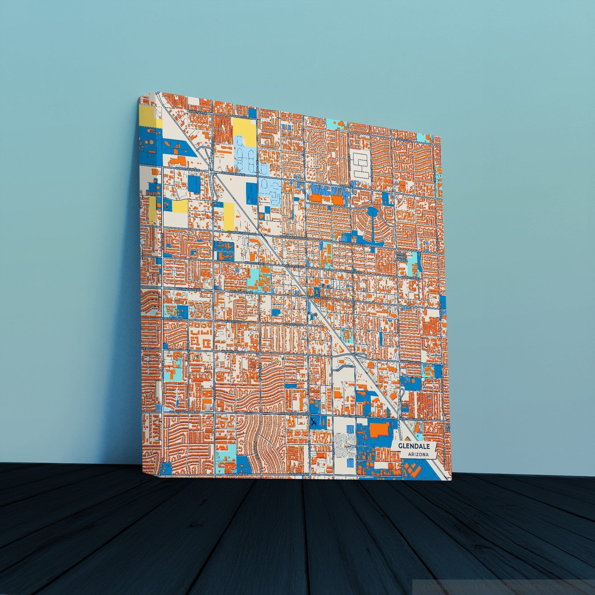 Glendale Arizona Colorful City Map Canvas Print