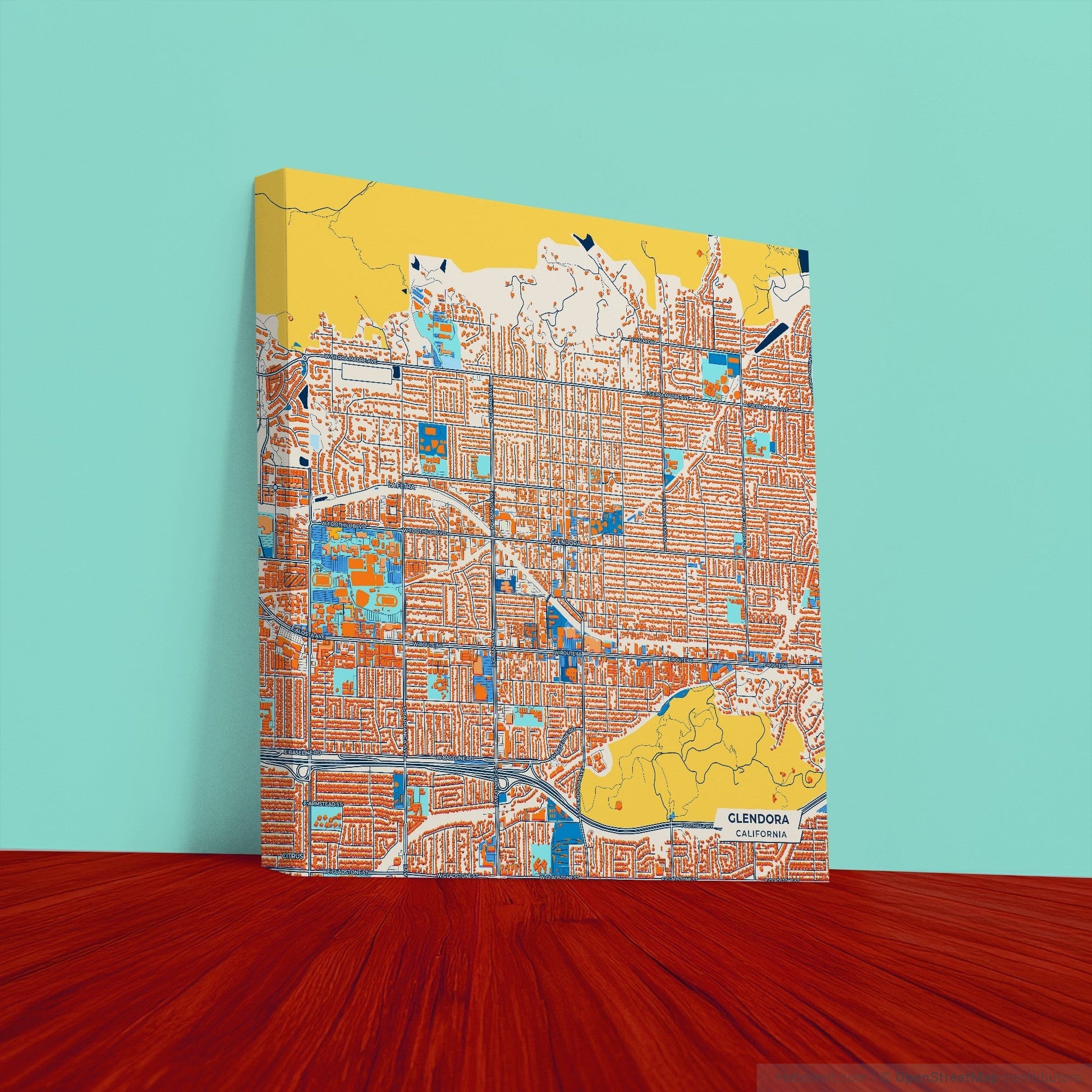 Glendora California Colorful City Map Canvas Print
