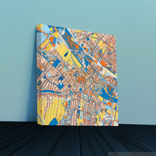 Gliwice Poland Colorful City Map Canvas Print