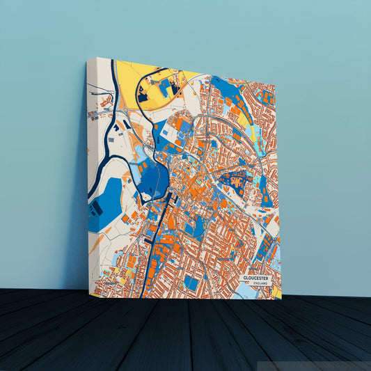 Gloucester England Colorful City Map Canvas Print