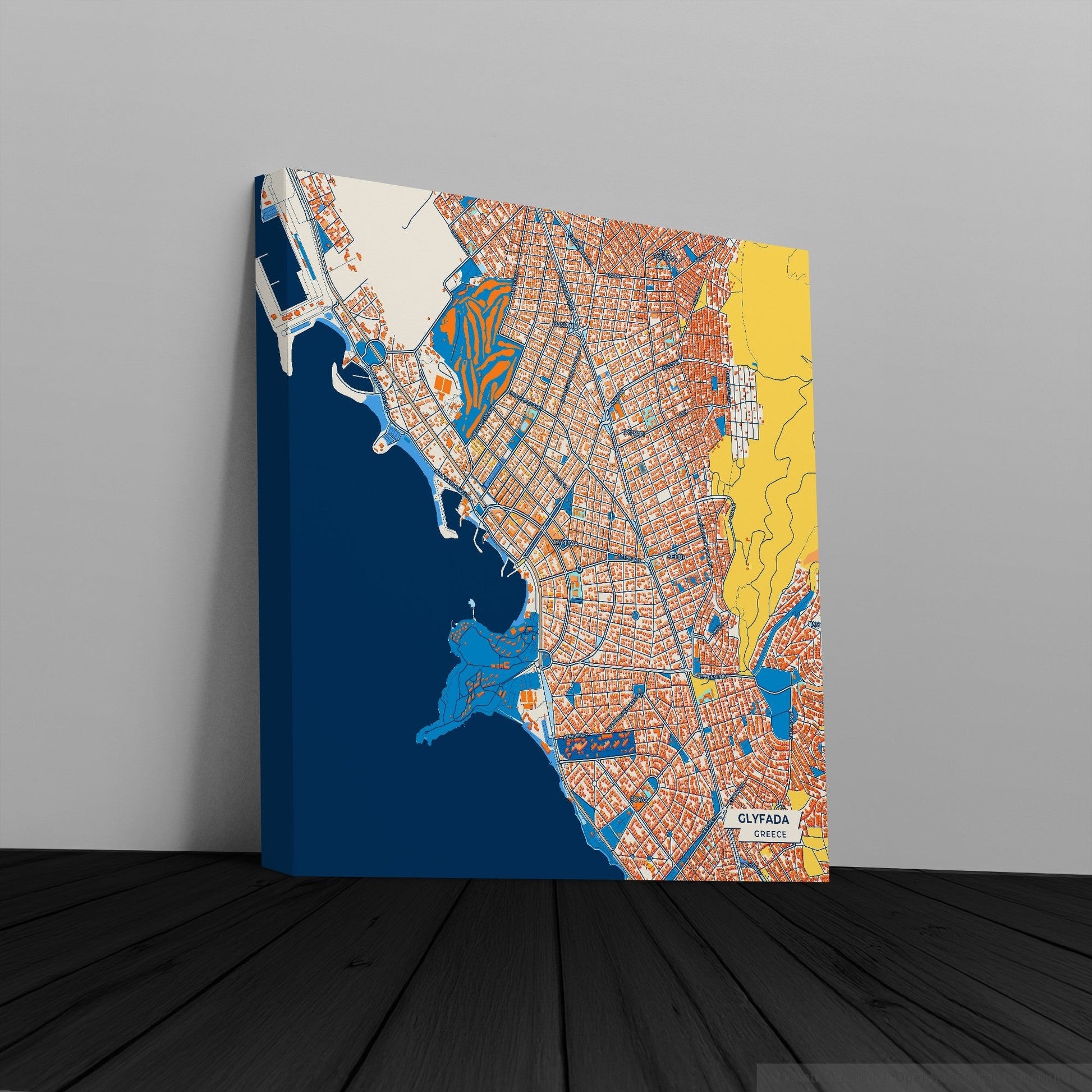 Γλυφαδα Greece Colorful City Map Canvas Print