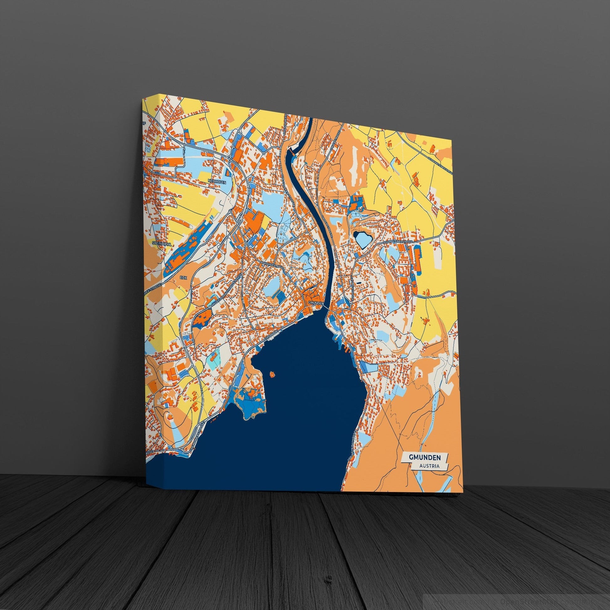 Gmunden Austria Colorful City Map Canvas Print