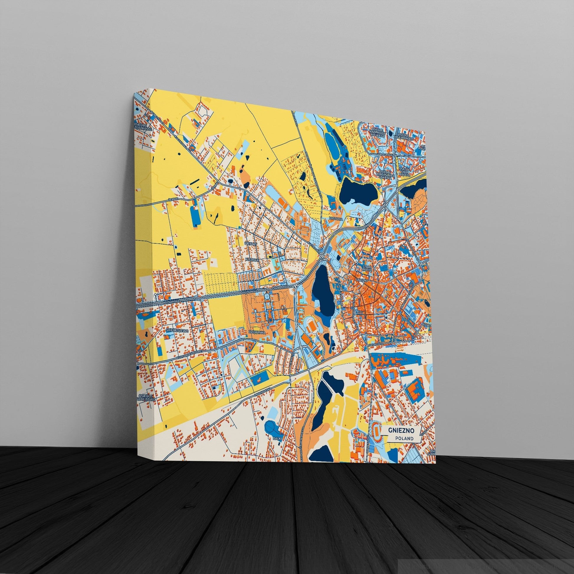 Gniezno Poland Colorful City Map Canvas Print