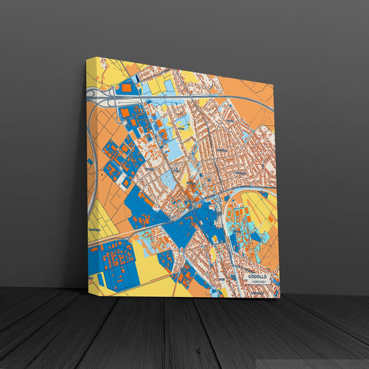 Gödöllő Hungary Colorful City Map Canvas Print