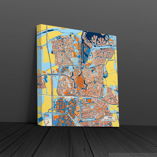 Goes Netherlands Colorful City Map Canvas Print