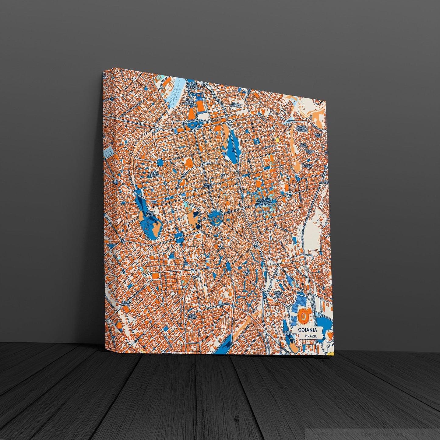 Goiania Brazil Colorful City Map Canvas Print